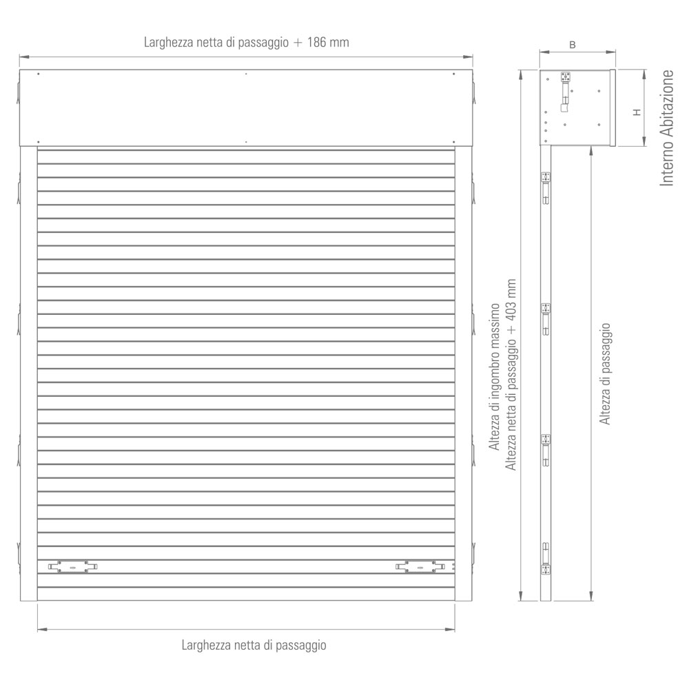 K-SHADOW a totale chiusura e cassonetto con ispezione interna all'abitazione